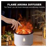 Volcano Humidifier Flame Aroma Diffuser: 300ml Aromatherapy Humidifier Jellyfish/Flame 2 Mist Mode Air Humidifier Remote Control Super Quiet Oil Cold Mist Diffuser for Gym(Double Color Flame)