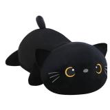 SQEQE Weighted Black Cat Plush, Weighted Black Cat Stuffed Animal for Anxiety, Cute Plushies Soft Pillow Toy Gift for Kids Adults 9.8 Inch, 0.8 Lbs