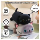 SQEQE Weighted Black Cat Plush, Weighted Black Cat Stuffed Animal for Anxiety, Cute Plushies Soft Pillow Toy Gift for Kids Adults 9.8 Inch, 0.8 Lbs