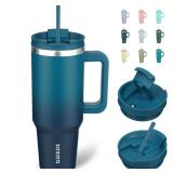 BJPKPK 40 oz Tumbler With Handle Insulated Tumblers With Lid And Straw Stainless Steel Thermal Cup,Indigo Black