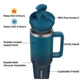 BJPKPK 40 oz Tumbler With Handle Insulated Tumblers With Lid And Straw Stainless Steel Thermal Cup,Indigo Black