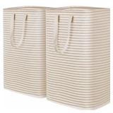 Lifewit 2 Pack Laundry Hamper Large Collapsible Laundry Baskets, Freestanding Waterproof Clothes Hamper with Easy Carry Handles in Laundry Room Bedroom Bathroom College Dorm for Adults, Beige, 2 x 80L