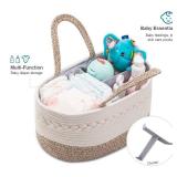 YeaYee Baby Diaper Caddy Organizer, Portable Nursery Storage Basket with Changeable Compartments, 100% Cotton Woven Rope Baskets, Car & Changing Table Tote, Newborn Gift