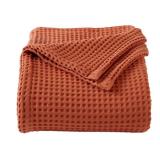 100% Cotton Waffle Weave Bed Blanket | Soft, Breathable, and Lightweight Blanket for All-Season | Perfect for Layering | Brielle Collection (King, Burnt Orange) - Retail: $79.99