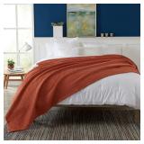 100% Cotton Waffle Weave Bed Blanket | Soft, Breathable, and Lightweight Blanket for All-Season | Perfect for Layering | Brielle Collection (King, Burnt Orange) - Retail: $79.99