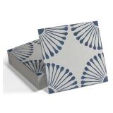 INNO STICKERS Peel and Stick Floor and Wall Tile for Bathroom Kitchen SPC Vinyl Self Adhesive Flooring Tile 9x9In Blue Sunflower Patterned Groutble Backsplash Tile 16 Tiles, 9.12 Sq Ft.