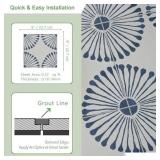 INNO STICKERS Peel and Stick Floor and Wall Tile for Bathroom Kitchen SPC Vinyl Self Adhesive Flooring Tile 9x9In Blue Sunflower Patterned Groutble Backsplash Tile 16 Tiles, 9.12 Sq Ft.