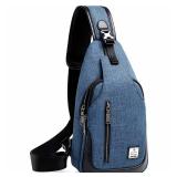 tuowan Small Sling Bag Crossbody Backpack Over the Shoulder Bag for Men Women Travel Outdoors, Lightweight Sling Chest Pack (Large, Blue)