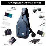 tuowan Small Sling Bag Crossbody Backpack Over the Shoulder Bag for Men Women Travel Outdoors, Lightweight Sling Chest Pack (Large, Blue)
