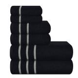 MyOwn Ultra Soft 6 Pack Cotton Towel Set, Contains 2 Bath Towels 28x55 inch, 2 Hand Towels 16x24 inch & 2 Wash Coths 12x12 inch, Ideal Everyday use, Compact & Lightweight - Black, 71645