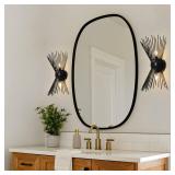 EDISLIVE 2-Bulb Vanity Light Mid-Century Modern Starburst Wall Sconce Lamp Sunburst Sconce- 11 x 4.7 x 15.8 Inches Wall Light for Powder Room Bedroom Bathroom (Black) - Retail: $85.99