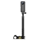 PULUZ Stable Aluminum Motorcycle Bicycle Camera Mount with Monopod Stand Shock-Proof Panoramic Capture for Insta 360 OneÃ2/Ã3 and Other Action Cameras Fits 29mm-32mm Handlebars for Off-Road Adve