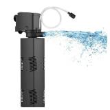 Aquarium Filter for 40-150 Gal. Tank Crystal 300GPH Biochemical Filtration Powerful Pump Submersible Internal Fish Tank Filters Large Tank Pond Clear Wavemaker Air Supply 4 in 1