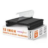 HOUSE DAY Pants & Skirt Hangers - 10 Pack Non-Slip Big Clips Closet Hangers for Shorts, Shirts, Jeans, Slacks, Clothes - Durable, Slim & Space Saving, Black - 12 Inch