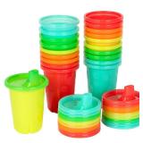 The First Years Take & Toss Spill Proof Sippy Cups - Rainbow Party Pack - Reusable Toddler Cups - Kids Cups and Snap On Lids for Ages 9 Months and Up - 20 Count