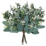 Mixed Eucalyptus Leaves Stems Bulk Artificial Eucalyptus Leaves Sprays Faux Oval Eucalyptus Leaves with White Seeds Stems for Floral Wreath Garland Bouquets Arrangement Wedding Greenery Decorationâ