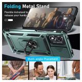 Janmitta Compatible with Moto G Play 2024 Case Built in Slide Camera Lens Cover+Screen Protector+Ring Holder,Heavy Duty Shockproof Full Body Protective Phone Cover,Dark Green