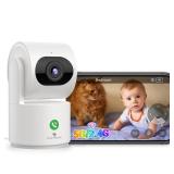 SYMYNELEC Indoor Camera for Home Security: 5G Wireless WiFi Baby Monitor with Phone App - 2K Smart Video Camera for Room - Pet Dog Kids Monitoring