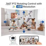 SYMYNELEC Indoor Camera for Home Security: 5G Wireless WiFi Baby Monitor with Phone App - 2K Smart Video Camera for Room - Pet Dog Kids Monitoring