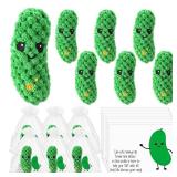 12 Set Crochet Pickle Gifts Bulk with Support Cards Positive Appreciation Party Favors for Employee Coworker Teacher Student Nurse Cute Inspirational Cucumber Plush Dolls (Classic)