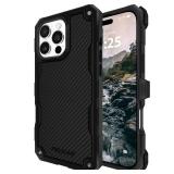 Pelican Shield iPhone 16 Pro Max Case [Compatible with MagSafe] Rugged Phone Case w/ 21ft Military-Grade Drop Protection - Heavy Duty Phone Cover w/Belt Clip Holster for iPhone 16 Pro Max - Carbon