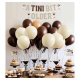 Espresso Martini Birthday Party Decorations, A Tini Bit Older Banner, Cake Topper,Coffe Brown White Sand Balloons,Satin Ribbon Bow Decor for Martini Themed Party, Tini Bar Party Decorations