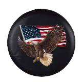 Spare Tire Cover, Wheel Cover with American Eagle USA Flag PVC Leather Waterproof Dust-Proof Universal Fit for Jeep Trailer RV SUV Camper Vehicle (16 Inch)