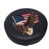 Spare Tire Cover, Wheel Cover with American Eagle USA Flag PVC Leather Waterproof Dust-Proof Universal Fit for Jeep Trailer RV SUV Camper Vehicle (16 Inch)
