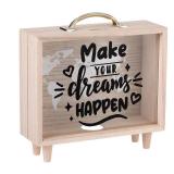 Vesici Travel Fund Box Vacation Decorative Savings Box Suitcase Wooden Money Coin Bank for Adults Vacation Wedding, 8 x 7.3 x 2.8 Inch(Dreams)