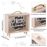 Vesici Travel Fund Box Vacation Decorative Savings Box Suitcase Wooden Money Coin Bank for Adults Vacation Wedding, 8 x 7.3 x 2.8 Inch(Dreams)