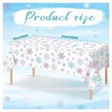 3 Pieces Christmas Snowflake Party Tablecloth Decorations,Plastic Purple and Blue Winter Wonderland Table Cover for Winter Christmas Birthday Holiday Party Decorations and Supplies,54x108 inch
