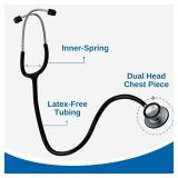 HCS Black Stethoscope - Classic Lightweight, Medical, Dual Head Stethoscope for Nurses, Students, Home - 22 inch Tubing