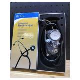 HCS Black Stethoscope - Classic Lightweight, Medical, Dual Head Stethoscope for Nurses, Students, Home - 22 inch Tubing