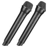 Facmogu 2PCS Fake Microphone Props, Plastic Pretend Play Microphone Prop, Realistic Simulate Speech Practice Prop, Faux Mic Props for Halloween, Christmas, Costume, Cosplay, Birthday Party - Black