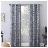 No. 918 Kenji Medallion Draft Shield Fleece Insulated Energy Efficient Grommet Curtain Panel, 40" x 84", Navy Blue