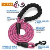 tobeDRI No Pull Dog Harness Adjustable Reflective Oxford Easy Control Medium Large Dog Harness with A Free Heavy Duty 5ft Dog Leash (M (Neck: 14.5"-20.5", Chest: 22"-28"), Pink Harness+Leash)