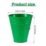12 Pack Halloween Galvanized Buckets, Metal Bucket with Handle, 5 Inch, Tin, Mini Round Flower Pot Plant Basket, Party Supplies for Christmas Halloween Candy Bars Vase Crafts Favors(Green)