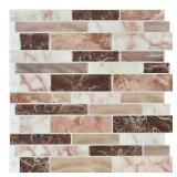 Art3d Peel and Stick Brick Kitchen Backsplash Self-Adhesive Wall Tile Stone Design, 10 Sheets (Brown)