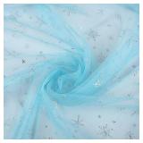 Sheer Fabric, Snowflake Silver Foil Organza Fabric, Snowflake Tablecloth Birthday Party Supplies Party Decorations, Christmas Tree Skirt Christmas Decorations Clearance (59" x 118", Lake Blue)