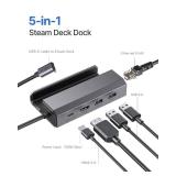 JSAUX Docking Station for Steam Deck/ROG Ally/Legion Go/MSI Claw, 5-in-1 Steam Deck Dock with HDMI 4K@60Hz, 100Mbps Ethernet, Dual USB-A 2.0 and 100W Charge Compatible with Steam Deck OLED-HB0602