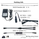 Litever Under Cabinet Lighting Kit, 6 PCS 20 Inches Flexible LED Strips, 24W, 1800 Lumen, Warm White 2700K. Suitable for Kitchen Counters Book Shelf Closet Showcase Workshop-(6-Strip-2700K)