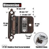 JQK 3/8 Inch Inset Cabinet Door Hinges Oil Rubbed Bronze, 20 Pack 10 Pairs Flush Face Mount Cupboard Self-Closing Kitchen Cabinet Hardware Hinges with Door Bumper, CH201-ORB-P20