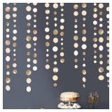 Champagne Gold Party Decorations Circle Dots Garland Gold Neutral Nude Neutral Cream Beige Boho Hanging Polka Dot Streamer for Bridal Shower Birthday Wedding Engagement Baby Shower Party Supplies