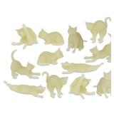 Accoutrements Archie McPhee Itty Bitty Glow Cats - Bag of 12 Glow-in-The-Dark Vinyl Kitties in 6 Adorable Styles for Cat Lovers and Crazy Cat Ladies, Green
