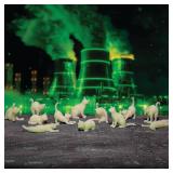 Accoutrements Archie McPhee Itty Bitty Glow Cats - Bag of 12 Glow-in-The-Dark Vinyl Kitties in 6 Adorable Styles for Cat Lovers and Crazy Cat Ladies, Green