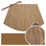 SHACOS Round Table Placemats Set of 4 Wedge Shape Woven Vinyl Place Mats Heat Resistant Wipe Clean Round Table Mats Home Table Decor (4, Tan)