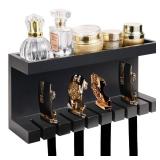 Yamahiko Belt Organizer - Wall Mounted Hanger with Double Shelving, Universal Rack for Men & Women, Black