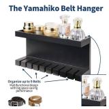 Yamahiko Belt Organizer - Wall Mounted Hanger with Double Shelving, Universal Rack for Men & Women, Black