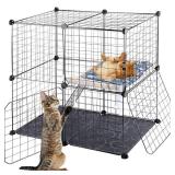2 Tier Cat Cage Indoor Cat Enclosures DIY Cat Playpen Metal Kennel for Small and Medium Cats Kittens Kittyï¼Blackï¼