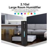 Humidifiers Large Room Bedroom with 7 Colors Light, 2.1Gal(8L) 3 Speed Quiet Ultrasonic Cool Mist Humidifier with 360° Nozzle, Humidity Setting, Timer,Aroma Box for Home Plant Baby Yoga Sleep (Black)
